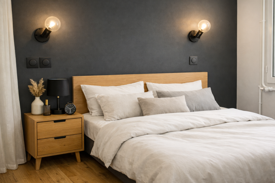 chambre gris foncé